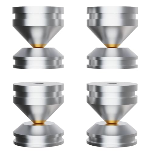 Monosaudio HiFi Lautsprecher Spikes, 4 Stück Aluminium 27x24MM High End Lautsprecherständer Füße Pads, Isolationsfüße Stoßdämpfer Füße Gerätefüße Untersetzer für...