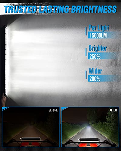Braveway Led Light Bar Single Row 26In 15000Lm Ultra Slim Driving Lights Bar Spot Flood Combo Off Road Light Bar For Offroad 4X4 Truck Roof Bumper Atv Utv Suv #TOP1