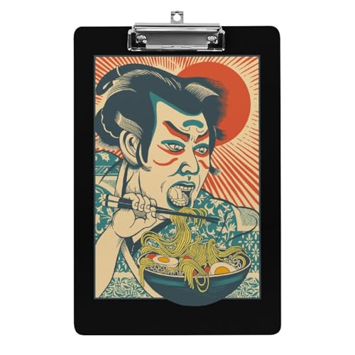 クリップボード A4 縦型 ラーメン 拉麺 侍 レトロ 浮世絵 ファイルボード 壁掛け 画板 書きやすい お会計ボード て持ち運びやす 文書整理 文房具 会議パッド 事務用品 メモ 学校 家庭用バインダー