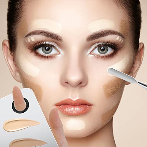 WLLHYF Edelstahl-Kosmetik-Make-up-Palette, Make-up-Mischpalette Professionelle Kosmetikpalette mit Spatel Make-up Künstler Werkzeug zum Mischen von Foundation Nailart Make-up Platte