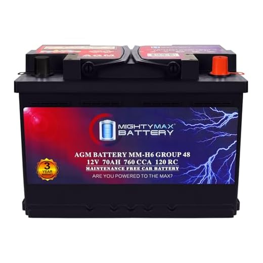 Mighty Max Battery MM-H6 Start and Stop Car BCI Group Size 48 12V 70 AH, 120RC, 760 CCA Rechargeable AGM Car Battery