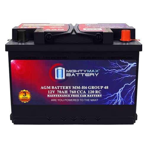 Mighty Max Battery MM-H6 Start and Stop Car BCI Group Size 48 12V 70 AH, 120RC, 760 CCA Rechargeable...