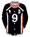 Produktbild QYIFIRST Sweatshirt Streifen Pulli Unisex Karasuno High School Kageyama Tobio No.9 Baseball Hoodie Jacke Pullover mit Knopfleiste Strickjacke Orange/Schwarz 3XL (Chest 128cm)