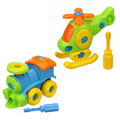 SoundsBeauty Early Learning Airplane Puzzle for Kids Disassembly Assembly Puzzle Educational DIY Toys Helicopter - Thumbnail 2