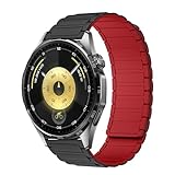 RosMank 22mm Cinturino in Silicone per Huawei Watch GT6 Pro 46mm/GT6 46mm/GT5 Pro/GT5/GT4/GT3(46 mm), Cinturino di Ricambio Magnetico per Huawei Watch Ultimate 2/4Pro 48mm/5/4/3Pro(46 mm),NeroRosso