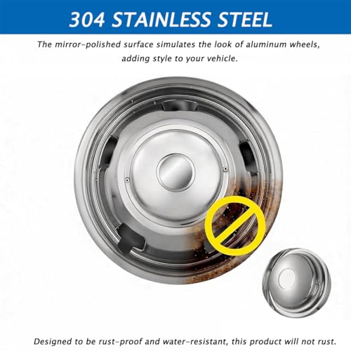 Image of 4pcs Polished 17 inch Stainless Steel Dually Wheel Simulators fit for 2003-2018 Dodge Ram 3500 Truck,8 Lug with 5-Vent Holes Wheel Cover with Removable Centre Cap, Screw On Hupcap 17R8