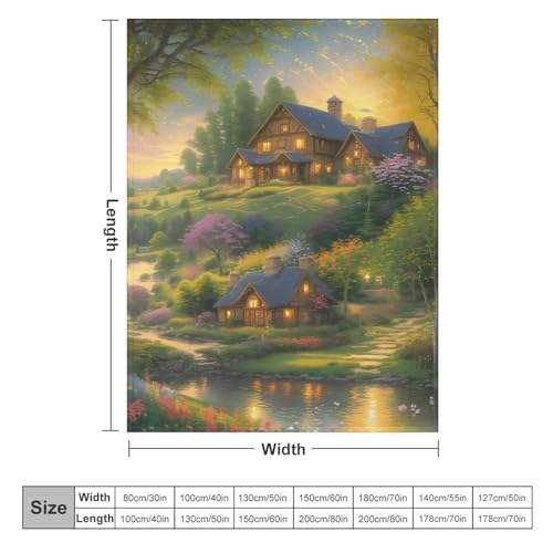 Couverture de canapé douce en flanelle de paysage 150x200cm pour soirées cocooning