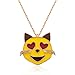 yesNA® Collar de emoji de plata de ley con ojos de corazón emoji para mujer / Gümüs Kalp Gözlü Kedi Emoji Kadin Kolye, Plata