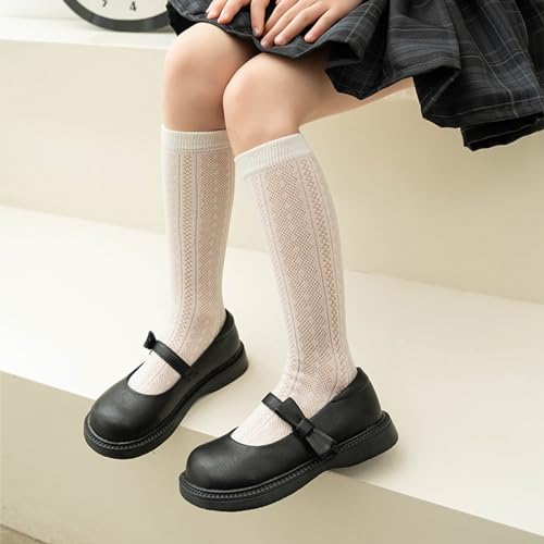Kneehigh Socks Cotton Midcalf Socks Kids Girl Spring Stretchy Mesh Socks for Little Girls School Uniform Socks3