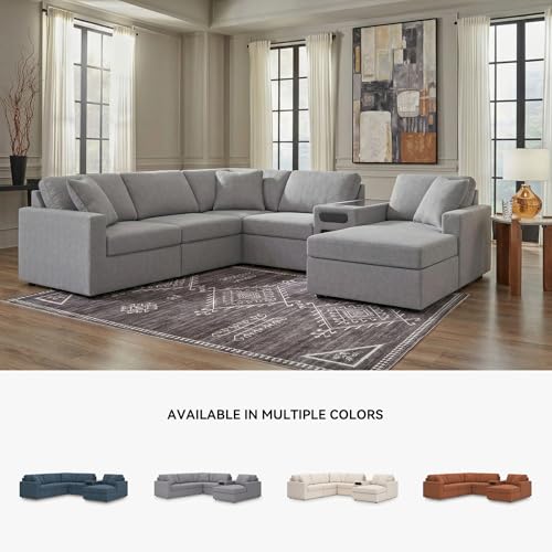 Image of Signature Design by Ashley U Shaped Sectional with Chaise, Granite