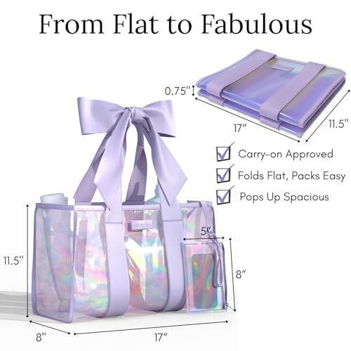 Beach Tote | Iridescent Beach Bag with Bow Strap4