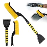 Auto Eiskratzer, 2 in 1 Schneebesen Eiskratzer und Reinigungsbürste,Auto Eiskratzer mit Ergonomischem Schaumstoffgriff für PKW, LKW und SUV, Gelb