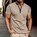 WENKOMG1 Shirts Casual, Short Sleeve Henley Shirt Summer Work Button T-Shirts Graphic Tees Men T Shirt for Camiseta Hombre Algodon (XXL, Khaki)