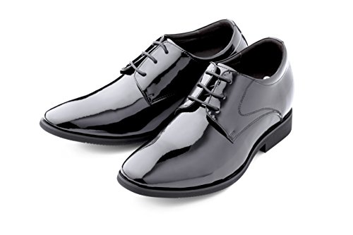 Image of Calden Men's Invisible Height Increasing Elevator Shoes - Black Patent Leather Lace-up Formal Tuxedo Oxfords - 3 Inches Taller - K911929 - Size 8.5 D(M) US