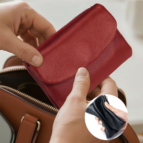 Unisex Pebble Leather Wallet,Short Genuine Leather Wallet For Coins, Card Holder ID Thin Small Wallet For Daily Use.(Dark Blue)4