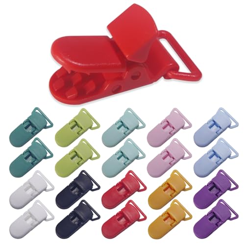 Image of 20-Pack Pacifier Clip Replacement Ends - BPA-Free Plastic Fasteners for DIY Baby Crafts, Sewing Bibs & Blankets Straps (3 /4 Inch, 10 Color)