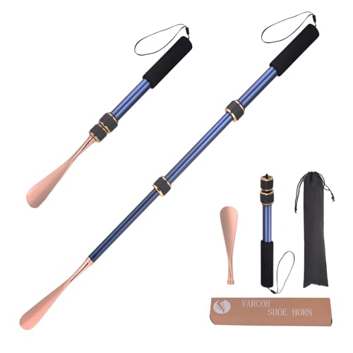 VARCOH Calzador de Zapatos Largo, Calzador de Metal retráctil de 43-77 cm de largo, fácil de Transportar al Salir. El diseño del Calzador Azul Dorado es Moderno y Duradero VARCOH Calzador de Zapatos Largo, Calzador de Metal retráctil de 43-77 cm de largo, fácil de Transportar al Salir. El diseño del Calzador Azul Dorado es Moderno y Duradero