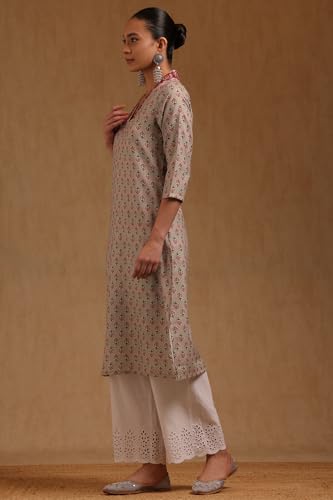 Image of Soch Womens Cotton Floral Embroidered Kurta