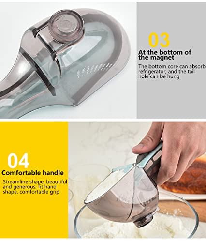 Adjustable Measuring Cups And Spoons Set Of 2 Pieces / Kitchen Tool Plastic Scoop Measuring Cup With Magnetic / For Dry And Liquid Ingredient (A Set Of Two) #TOP2
