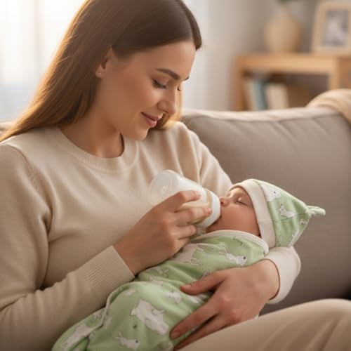 Image of Ramede 6 Pack Swaddle Blanket with Hats for Baby Girl Boy 100% Cotton Swaddles 0-3 Months, Adjustable Breathable Skin Friendly Receiving Blanket Wrap, Essential for Newborns(Alpaca,Green)