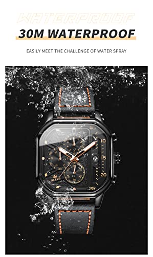 Image of OLEVS Square Watches for Men Chronograph Fashion Business Watch Luminous Waterproof Casual Wrist Watches