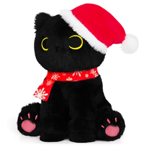 Hagusahuo Black Cat Plush, 9In Christmas Plush Black Cat Stuffed ...