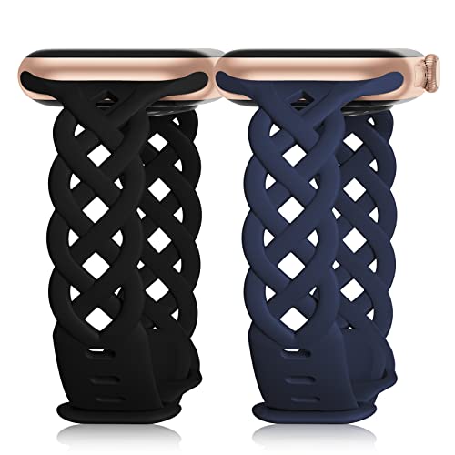 Image of Braided Silicone Bands Compatible with Apple Watch Women Slim Thin Narrow