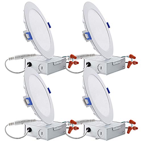 TORCHSTAR Essential Series 12W 6 Inch Low Profile Ultra-Thin Recessed Ceiling Light with Junction Box, 4000K Cool White, Dimmable Can-Killer Downlight, 850lm 100W Eqv. ETL and Energy Star, Pack of 4 TORCHSTAR Essential Series 12W 6 Inch Low Profile Ultra-Thin Recessed Ceiling Light with Junction Box, 4000K Cool White, Dimmable Can-Killer Downlight, 850lm 100W Eqv. ETL and Energy Star, Pack of 4