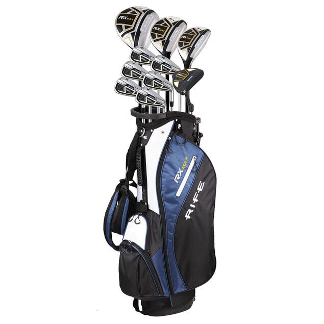 "Rife RX5 Golf Clubs Full Set with Stand Bag, Driver, Fairway Wood, Hybrids, Irons 6-SW, Mallet Putter - Graphite & Steel Shafts, All-Weather Grips, Dual Strap Carry Bag- Golf Club Sets for Men"