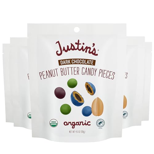 Justin's Organic Dark Chocolate Peanut Butter Candy Pieces, 4.5 Oz