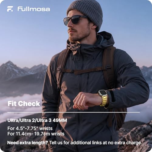 Image of Fullmosa Metal Bands With Case [Watch NOT Included] Compatible Apple Watch Strap 49mm,Steel Apple Watch Band for iWatch Ultra 3 /2 /1,49mm,Golden