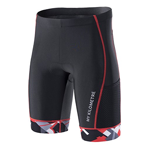 MY KILOMETRE Triathlon Shorts Mens 9" | Easy Reach Leg Pockets | Chamois for Long-Distance Tri Race Cycling Shorts