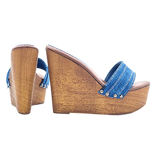 Kiara Shoes - Wedge Denim Woman Shoes with Comfortable Heel 13 - Made in Italy - KZ3101 Denim4