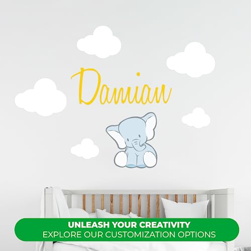 Vinilo Decorativo Elefante y Nubes para Cuarto de Bebé miniatura 2