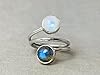 Bague en Labradorite et Pierre de Lune – Bague Ajustable en Argent 925 – Bague Fait Main – Bague Statement – Bijoux Labradorite – Cadeau Femme Élégant (70) #2
