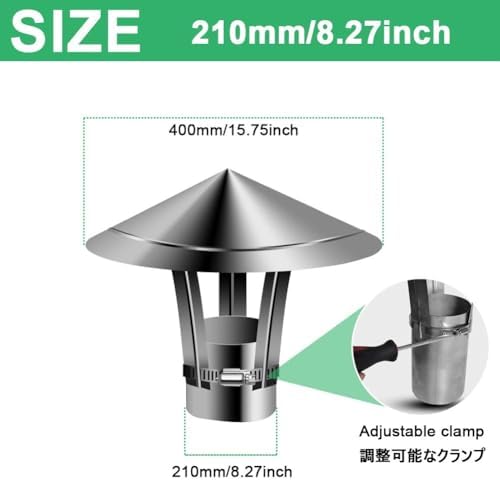 304 Stainless Steel Weatherproof Roof Cowl Chimney Cap - Round Cover for Fireplace Exhaust Stove Pipe Fits 50-300mm ID & Rust-Resistant