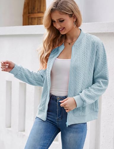 Image of Larmliss Women's Zip Up Cardigan Sweater Hoodies Long Sleeve Jacket Crewneck Casual Outerwear Spring Fall Trendy Coat Outfits