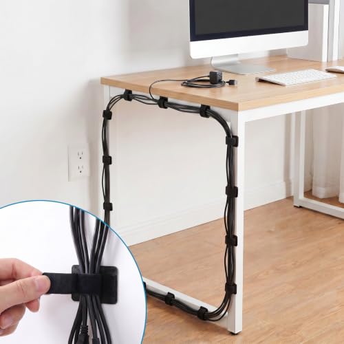 41 piezas de abrazaderas para gestión de cables autoadhesivas | Organizador de cables para escritorio, 3 tamaños, correas reutilizables de nailon y poliéster miniatura 3