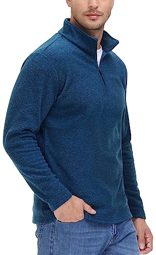 TACVASEN Mens Quarter Zip Sweatshirt Long Sleeve Pullover 1/4 Zip Up Golf Shirt for Men Winter Fleece Lined Thermal Sweater2