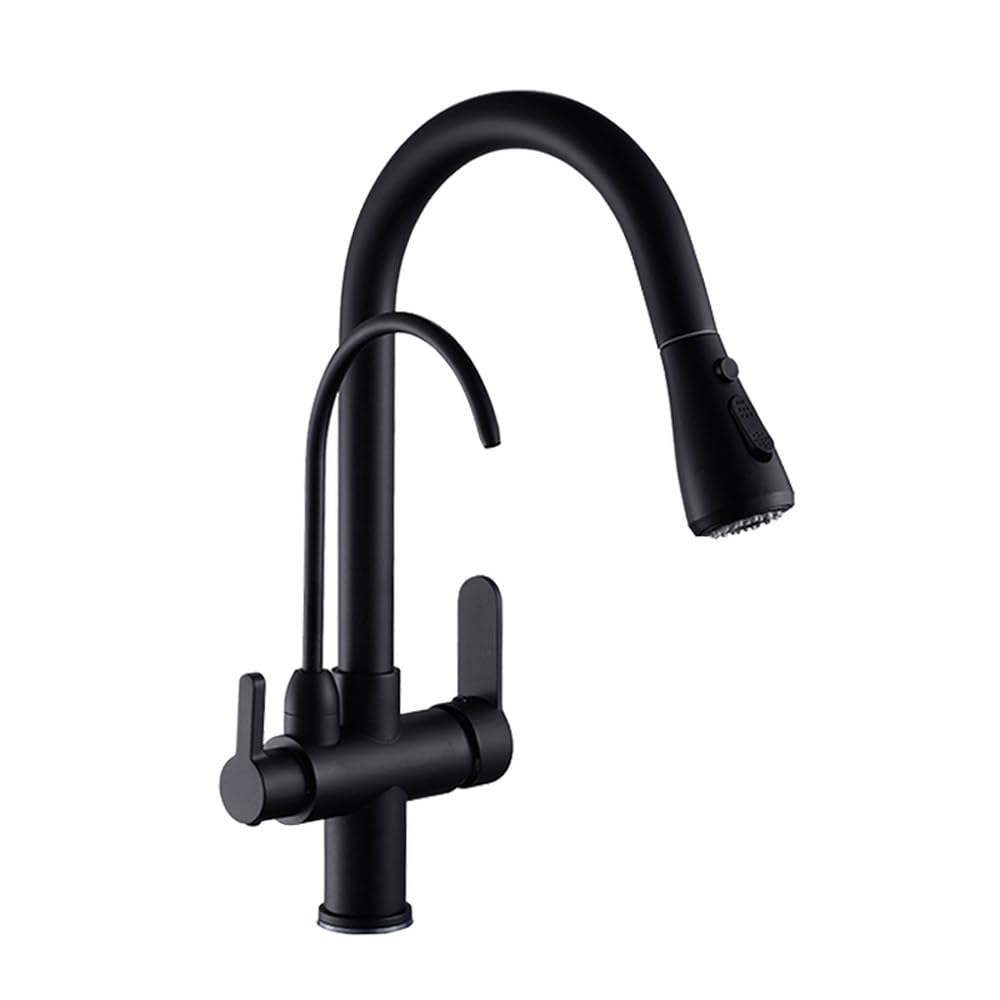 Robinet de cuisine pour eau pure et mitigeur rotatif noir mat