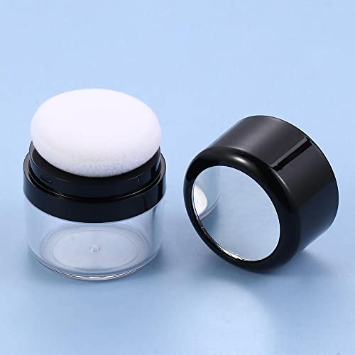 2Pcs Empty Makeup Powder Container Box with Mirror Mushroom Sponge Puff DIY Cosmetic Foundation Travel Powder Case Blusher Finishing Powder Jar