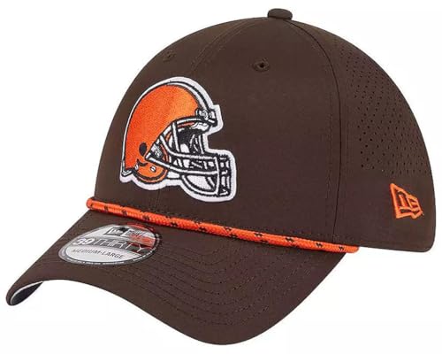 New Era Men's Brown Cleveland Browns Perforated 39THIRTY Flex Hat - NFL Perfect Cap (S/M)