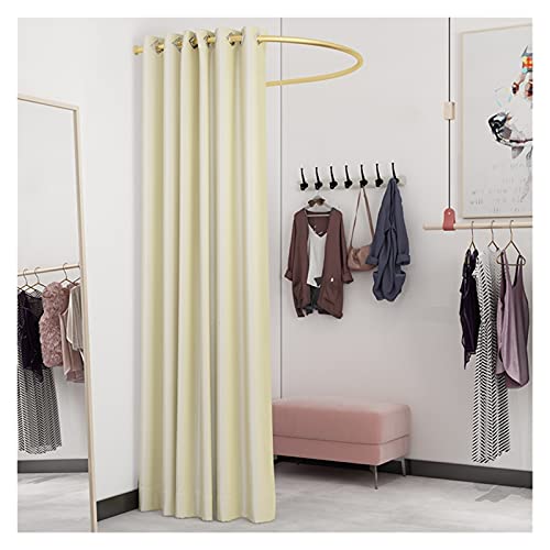 更衣室、 更衣室、衣料品店のフィッティングルーム プライバシーテント ポータブルロッカールーム U字型ロッドディスプレイスタンド(Beige,80x80cm)