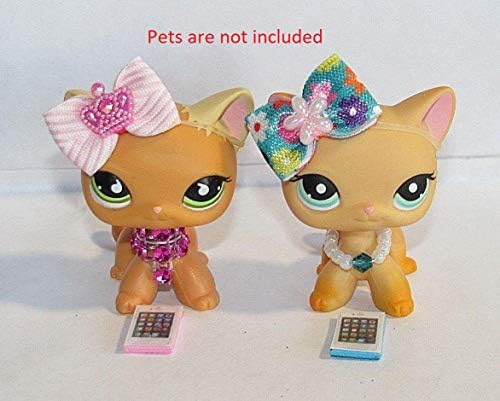 Noa Store Littlest Pet Shop Clothes LPS Accessories (6 Piece lot Pink Princess and Turquoise Flower Bows)