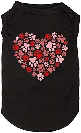 Dog Shirts Hearts Print Funny Graphic Small Large Dog Clothes Puppy Vest Gift for Dog Valentine's Day Apparel (Medium, Black01)