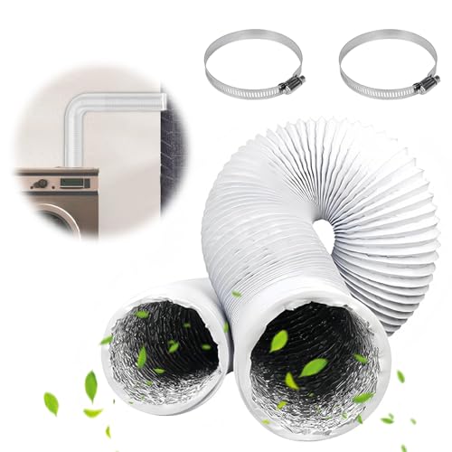 Yuqilin Abluftschlauch 100 MM Schläuche mit 2 Schlauchschelle Edelstahl Abluftschlauch Klimagerät Lüftungsschlauch PVC Alurohr Länge 3 M Für...