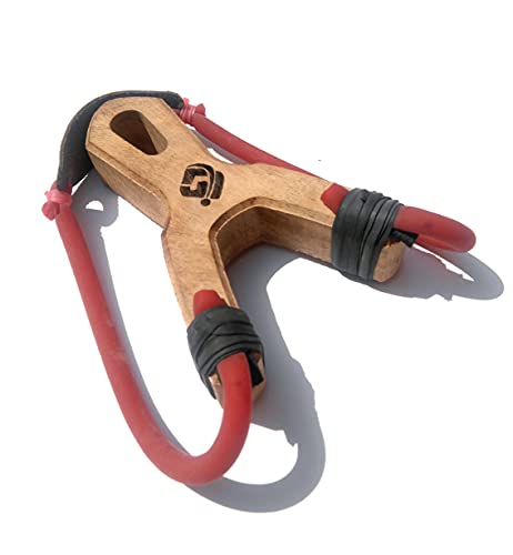 Image of Slingshot Catapult, Hard Wood, Natural Wood Color, with Red Rubber, Pocket Shooter Series - Classic Shooter Pro,for Kid