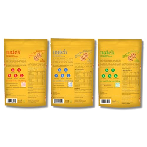Image of natch Thai Sticky Rice Chips Variety Pack, Healthy Snacks 100% natural, Vegan, Gluten Free, Sesame, Wasabi & Sweet Chilli Flavour,600 gram (Pack Of 6)