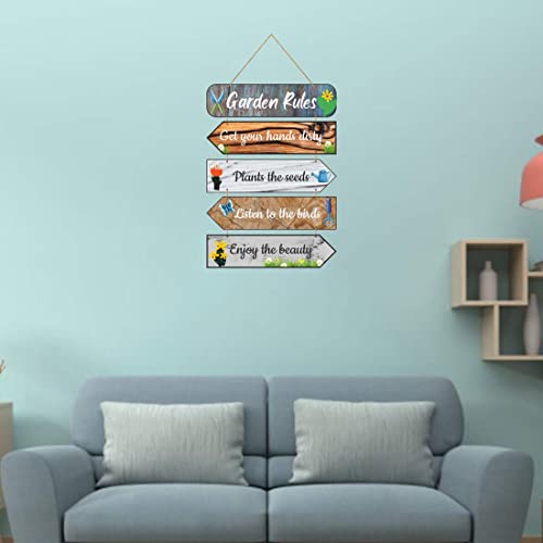 Image of Zesta Garden Rules Wooden Wall Hanging Decorative Items /Hanging Home Wall Decor Items /MDF Decoration Items /Cute Wall Art For Living Room /Home Decor Items Living Room