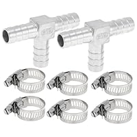 TUCKBOLD 304 Edelstahl Schlauchstutzen 3/4\ T-förmiger 3-Wege-Verbinder für Luft Wasser Öl Gas Kraftstoff 1 Satz Silberton